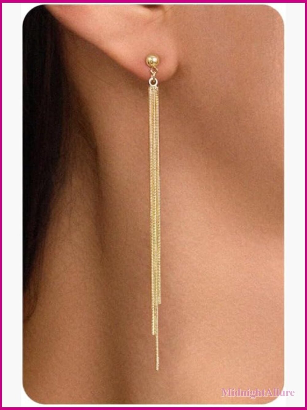 14K Gold Plated Dangle Earrings Layered Chain Tassel CZ Drop Earrings